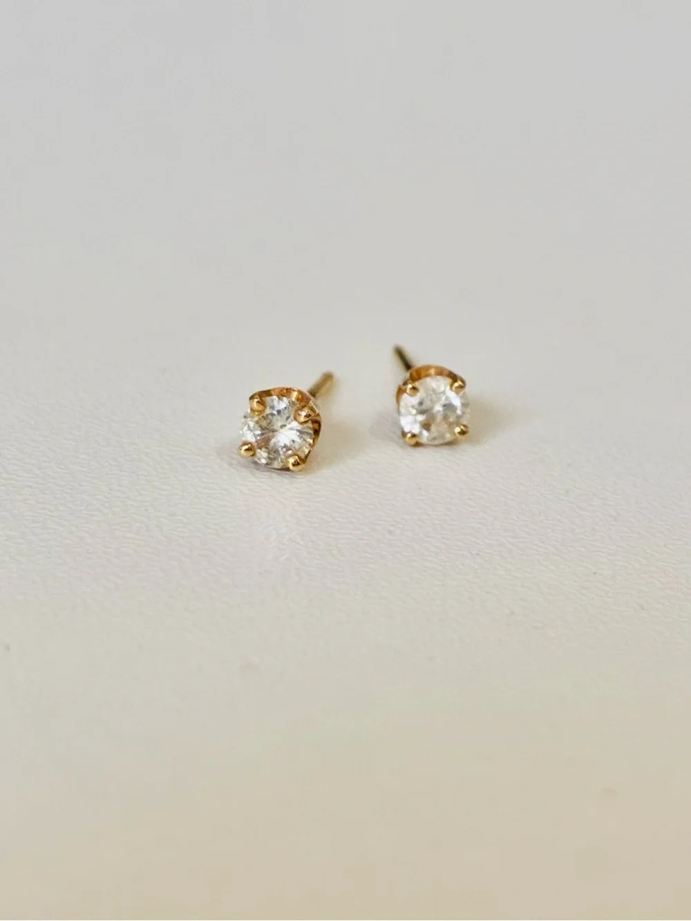 14K Plumb Gold Diamond Pearl Ring And 14K Gold Diamond Earrings, Vintage